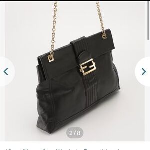 Fendi Black Leather Chain Shoulder Bag